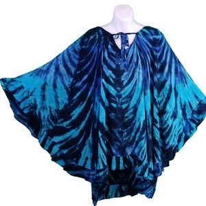 Fantastic Tie-Dye Ruffled Pull-Over Poncho Top